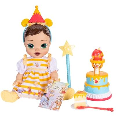 Disney Deluxe Feature Doll: Winnie the Pooh Birthday Celebration Brunette hair, green eyes Disney Deluxe Feature Doll: Winnie the Pooh Birthday Celebration Brunette hair, green eyes