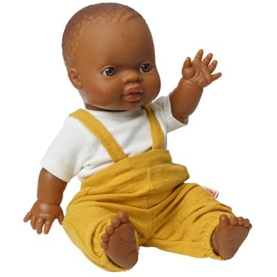 Heless Bambola Bambino con Salopette in Mussola Giallo Miele e Camicia Bianca, in Cotone Biologico, Misura 34 cm Heless Bambola Bambino con Salopette in Mussola Giallo Miele e Camicia Bianca, in Cotone Biologico, Misura 34 cm