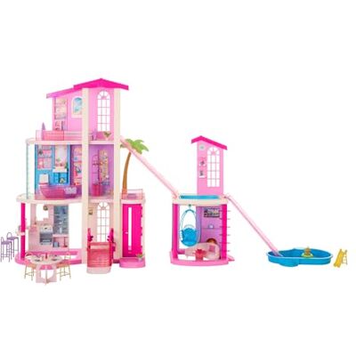 Barbie Casa dei Sogni, set arredato con 9 aree di gioco e due unità abitative, con 2 piscine, 2 scivoli, ascensore e oltre 65 accessori a tema casa delle bambole, Barbie Casa dei Sogni, set arredato con 9 aree di gioco e due unità abitative, con 2 piscine, 2 scivoli, ascensore e oltre 65 accessori a tema casa delle bambole,