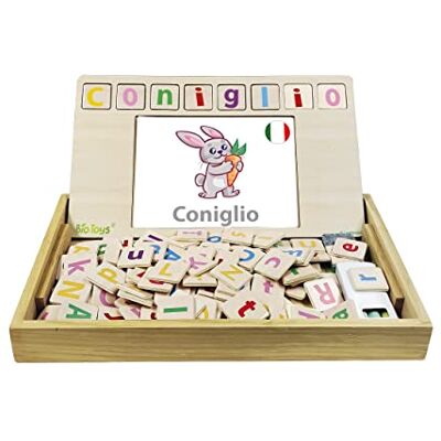 Lexibook , Bio Toys, Scuola di parole, bilingue italiano/inglese, gioco in legno, 50 carte parola, alfabeto, gioco educativo, Lexibook , Bio Toys, Scuola di parole, bilingue italiano/inglese, gioco in legno, 50 carte parola, alfabeto, gioco educativo,