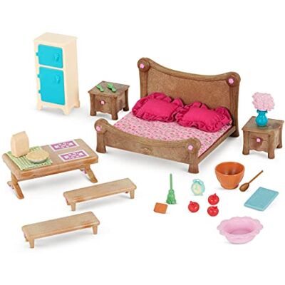 Li'L Woodzeez Camera da letto principale e set da pranzo Mobili giocattolo Mobili per bambole Accessori per casette da gioco Playset per bambini 3 anni + Li'L Woodzeez Camera da letto principale e set da pranzo Mobili giocattolo Mobili per bambole Accessori per casette da gioco Playset per bambini 3 anni +