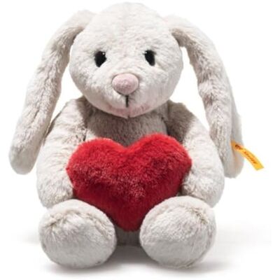 Steiff Hoppie Coniglietto con cuore, 16 cm, grigio chiaro, coniglietto di peluche con orecchie pieghevoli, Soft Cuddly Friends, morbido peluche per coccole e giocare, per ragazze e ragazzi, lavabile Steiff Hoppie Coniglietto con cuore, 16 cm, grigio chiaro, coniglietto di peluche con orecchie pieghevoli, Soft Cuddly Friends, morbido peluche per coccole e giocare, per ragazze e ragazzi, lavabile