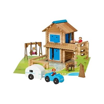 Jeujura Casa Vacanze 185 pezzi Gioco di costruzione in legno da 5 anni Auto, Caravan e Accessori Casa da costruire con Tappeto da gioco Made in France Jeujura Casa Vacanze 185 pezzi Gioco di costruzione in legno da 5 anni Auto, Caravan e Accessori Casa da costruire con Tappeto da gioco Made in France