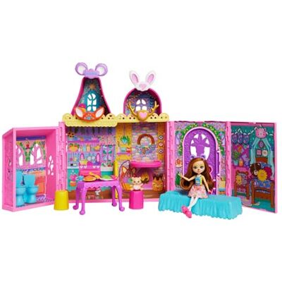 Enchantimals Casetta dell'amicizia, casa delle bambole con mobili, 1 bambola e amico degli animali domestici, giocattolo con 7 aree giochi e 24 accessori, Enchantimals Casetta dell'amicizia, casa delle bambole con mobili, 1 bambola e amico degli animali domestici, giocattolo con 7 aree giochi e 24 accessori,