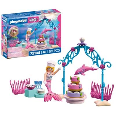 Playmobil Fantasia e magia Matrimonio sottomarino – buffet Buffet con torta a tre piani e mollette a forma di corallo Giocattolo per bambini dai 4 anni in su Playmobil Fantasia e magia Matrimonio sottomarino – buffet Buffet con torta a tre piani e mollette a forma di corallo Giocattolo per bambini dai 4 anni in su
