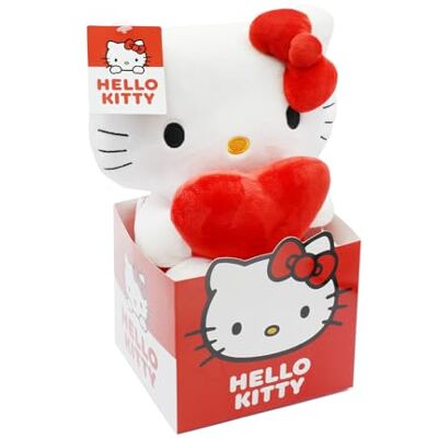 Joy Toy Hello Kitty con cuore peluche 24 cm in borsetta di cartone, rosso official Sanrio license Joy Toy Hello Kitty con cuore peluche 24 cm in borsetta di cartone, rosso official Sanrio license