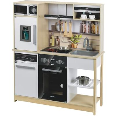 Theo Klein Cucina familiare Miele I Cucina in Legno con fornello con Funzione luci e Suoni, Forno a microonde e Frigorifero con distributore di cubetti di Ghiaccio Theo Klein Cucina familiare Miele I Cucina in Legno con fornello con Funzione luci e Suoni, Forno a microonde e Frigorifero con distributore di cubetti di Ghiaccio