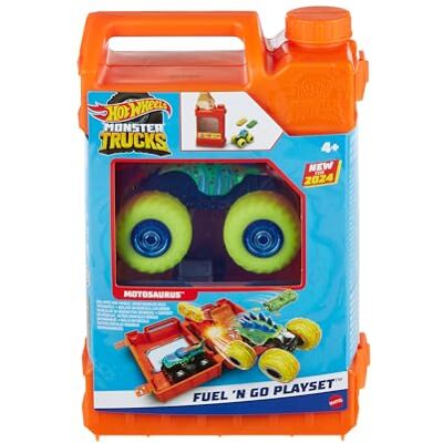 Hot Wheels Monster Trucks Fai il Pieno e Vai, playset con pista trasformabile in arena per acrobazie, include un Motosaurus e 2 macchinine schiacciate, giocattolo per bambini, 4+ anni, Hot Wheels Monster Trucks Fai il Pieno e Vai, playset con pista trasformabile in arena per acrobazie, include un Motosaurus e 2 macchinine schiacciate, giocattolo per bambini, 4+ anni,