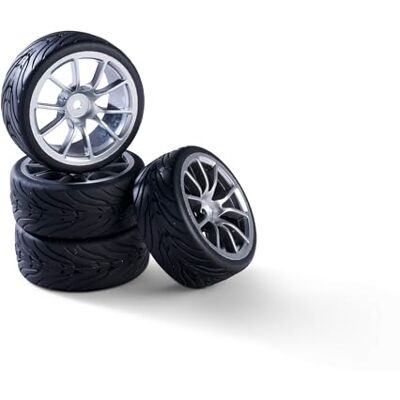 Carson 1:10 Set di ruote (4) design 10 raggi argento accessori per modellismo, pezzi di ricambio, tuning, pneumatici, set di pneumatici Carson 1:10 Set di ruote (4) design 10 raggi argento accessori per modellismo, pezzi di ricambio, tuning, pneumatici, set di pneumatici