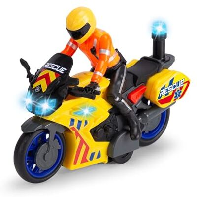 Dickie Toys Rescue Bike (17 cm) Veicolo di salvataggio Yamaha dai 3 anni in su, con frizione e personaggio del conducente mobile, moto giocattolo per bambini con luce e suono, batterie incluse Dickie Toys Rescue Bike (17 cm) Veicolo di salvataggio Yamaha dai 3 anni in su, con frizione e personaggio del conducente mobile, moto giocattolo per bambini con luce e suono, batterie incluse