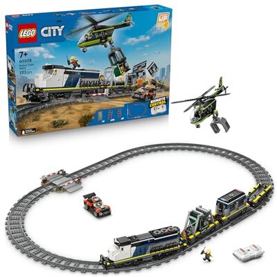 Lego City Rapina al Treno della Polizia Giocattolo Modellino di Treno Telecomandato con Binario Circolare, Elicottero, Auto da Rally e 6 Minifigure Regalo STEM per Bambini da 7 Anni in su Lego City Rapina al Treno della Polizia Giocattolo Modellino di Treno Telecomandato con Binario Circolare, Elicottero, Auto da Rally e 6 Minifigure Regalo STEM per Bambini da 7 Anni in su