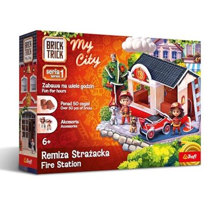 Brick Trick Trefl My City: Caserma dei pompieri/Fire Station 50 mattoncini in vero mattone, riutilizzabili, set creativo per bambini dai 6 anni in su Brick Trick Trefl My City: Caserma dei pompieri/Fire Station 50 mattoncini in vero mattone, riutilizzabili, set creativo per bambini dai 6 anni in su