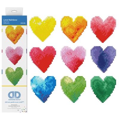 DIAMOND DOTZ DD3-026 Decorazione a forma di cuore arcobaleno, ca. 23 x 23 cm, per pittura con diamanti, per bambini e adulti, multicolore DIAMOND DOTZ DD3-026 Decorazione a forma di cuore arcobaleno, ca. 23 x 23 cm, per pittura con diamanti, per bambini e adulti, multicolore