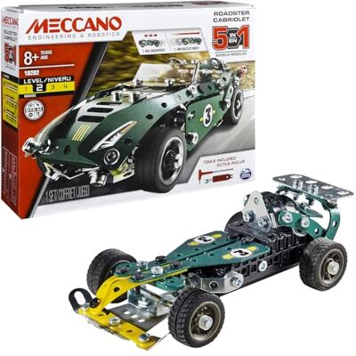 BANDAI Meccano Cabriolet Retro Friction Kit di Costruzione 5 Modelli 225 pezzi, motore retro-frizione, attrezzi, istruzioni Kit Attività assemblaggio auto Giocattolo Bambini 8+ BANDAI Meccano Cabriolet Retro Friction Kit di Costruzione 5 Modelli 225 pezzi, motore retro-frizione, attrezzi, istruzioni Kit Attività assemblaggio auto Giocattolo Bambini 8+