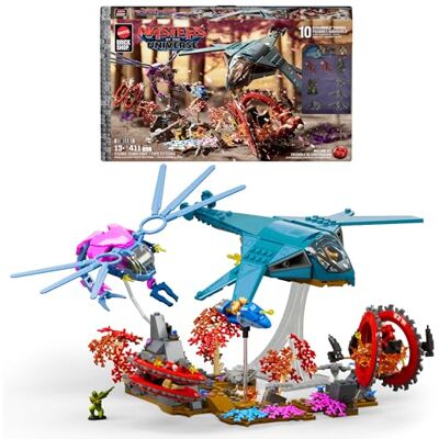 Mattel Masters of the Universe Eternia Sotto Assedio, set da costruire con 411 pezzi e 10 personaggi dal film, ricrea la scena dello Scontro nei cieli di Eternia, Mattel Masters of the Universe Eternia Sotto Assedio, set da costruire con 411 pezzi e 10 personaggi dal film, ricrea la scena dello Scontro nei cieli di Eternia,