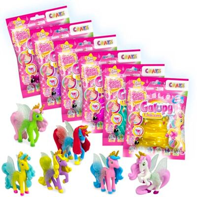 CRAZE Magic Slime FOILBAG Confezione da 6x Borsine di slime da 75ml, include statuina di Galupy Unicorno, Slime magico in una borsa CRAZE Magic Slime FOILBAG Confezione da 6x Borsine di slime da 75ml, include statuina di Galupy Unicorno, Slime magico in una borsa
