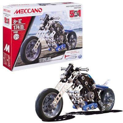 BANDAI Meccano Moto 5 in 1 Kit di Costruzione 5 Modelli 174 pezzi, 2 attrezzi Kit Attività assemblaggio moto Giocattolo Bambini 8+ Idea Regalo adolescenti e collezionisti BANDAI Meccano Moto 5 in 1 Kit di Costruzione 5 Modelli 174 pezzi, 2 attrezzi Kit Attività assemblaggio moto Giocattolo Bambini 8+ Idea Regalo adolescenti e collezionisti