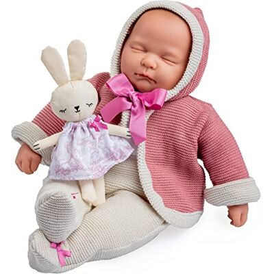 JC Toys Bambola Vintage La Baby collezione originale 43 cm, corpo in tessuto morbido, maglieria, ciuccio e peluche, occhi chiusi, beige e rosa, ragazza, progettato in Spagna da Berenguer, +2 anni JC Toys Bambola Vintage La Baby collezione originale 43 cm, corpo in tessuto morbido, maglieria, ciuccio e peluche, occhi chiusi, beige e rosa, ragazza, progettato in Spagna da Berenguer, +2 anni