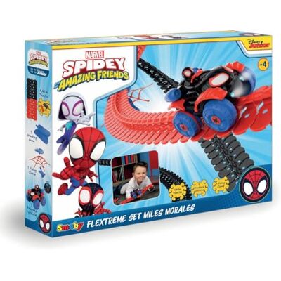 Smoby Spidey FleXtreme Set Spin 4 m40 di circuito per auto 184 piste flessibili e modulabili + 1 veicolo morale effetti luminosi Smoby Spidey FleXtreme Set Spin 4 m40 di circuito per auto 184 piste flessibili e modulabili + 1 veicolo morale effetti luminosi