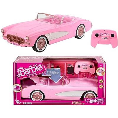 Hot Wheels Macchina Telecomandata Barbie The Movie Corvette RC, macchinina a pile, 2 bambole incluse, bagagliaio apribile per contenere gli accessori, giocattolo per bambini, 4+ anni, Hot Wheels Macchina Telecomandata Barbie The Movie Corvette RC, macchinina a pile, 2 bambole incluse, bagagliaio apribile per contenere gli accessori, giocattolo per bambini, 4+ anni,