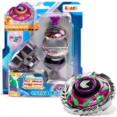 CRAZE Blade Trottola da Battaglia Starter Set – Trottola da Combattimento Serie 2 Coraxus con Lanciatore, Giocattolo per Bambini 6+ Anni, Multicolore CRAZE Blade Trottola da Battaglia Starter Set – Trottola da Combattimento Serie 2 Coraxus con Lanciatore, Giocattolo per Bambini 6+ Anni, Multicolore