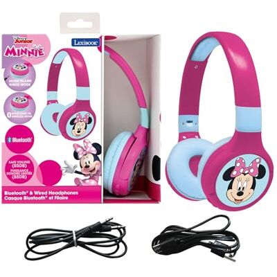 Lexibook Disney Junior Minnie Auricolare Bluetooth e via cavo 2 in 1 con microfono e pulsante di controllo, batteria ricaricabile a lunga durata HPBT010MNLXB Lexibook Disney Junior Minnie Auricolare Bluetooth e via cavo 2 in 1 con microfono e pulsante di controllo, batteria ricaricabile a lunga durata HPBT010MNLXB
