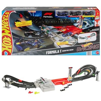 Hot Wheels Racing Circuito Grand Prix, set pista con due modalità gara e booster motorizzato, include 3 veicoli di Formula 1 in scala 1:64, giocattolo per bambini, 5+ anni, Hot Wheels Racing Circuito Grand Prix, set pista con due modalità gara e booster motorizzato, include 3 veicoli di Formula 1 in scala 1:64, giocattolo per bambini, 5+ anni,