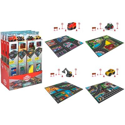 Dickie Toys Tappeto da gioco 70 x 80 cm, con fondo antiscivolo, include segnali stradali. 1 auto da 9 cm. 4 modelli assortiti unibili fra loro, Spedizione casuale, +3 Anni, Dickie Toys Tappeto da gioco 70 x 80 cm, con fondo antiscivolo, include segnali stradali. 1 auto da 9 cm. 4 modelli assortiti unibili fra loro, Spedizione casuale, +3 Anni,