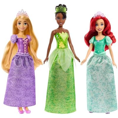 Mattel Disney Princess Set di 3 bambole con abiti scintillanti e accessori inclusi, Ariel, Repunzel e Tiana con i look ispirati ai film Disney, giocattolo per bambini, 3+ anni, Mattel Disney Princess Set di 3 bambole con abiti scintillanti e accessori inclusi, Ariel, Repunzel e Tiana con i look ispirati ai film Disney, giocattolo per bambini, 3+ anni,