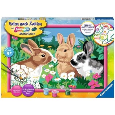 Ravensburger CreArt Simpatico coniglietto Dipinto con conigli numerati per bambini dai 9 anni in su, set di pittura con cornice, pennello e colori acrilici, regalo per ragazze e ragazzi Ravensburger CreArt Simpatico coniglietto Dipinto con conigli numerati per bambini dai 9 anni in su, set di pittura con cornice, pennello e colori acrilici, regalo per ragazze e ragazzi