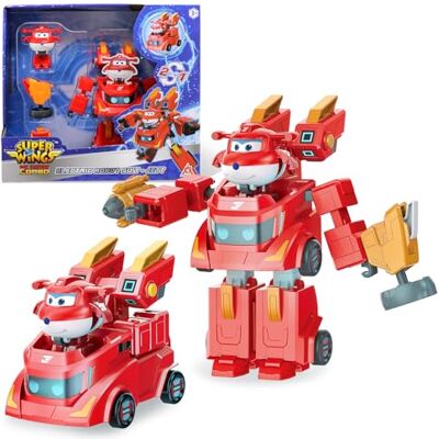 Super Wings Robot trasformabile Jett, altezza 17 cm, 2 in 1 robot trasformabile e veicolo giocattolo, con personaggio alto 5 cm, giocattolo per bambini dai 3 anni in su, maschi e femmine, rosso Super Wings Robot trasformabile Jett, altezza 17 cm, 2 in 1 robot trasformabile e veicolo giocattolo, con personaggio alto 5 cm, giocattolo per bambini dai 3 anni in su, maschi e femmine, rosso