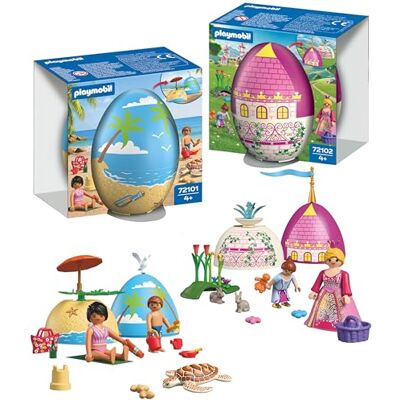 Playmobil Principessa e Spiaggia 2 Uova a Sorpresa con Personaggi e Accessori Mini Mondi da Costruire Regalo di Pasqua per Bambini dai 4 Anni in su Playmobil Principessa e Spiaggia 2 Uova a Sorpresa con Personaggi e Accessori Mini Mondi da Costruire Regalo di Pasqua per Bambini dai 4 Anni in su