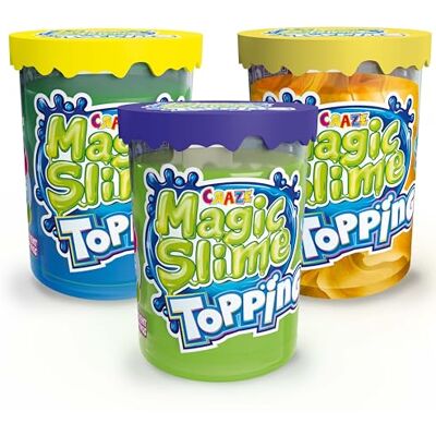 CRAZE Magic Slime Topping Fantasy, 3 Flaconi per Bambini, Ogni Flacone Contiene 70 ml di Slime e Due Toppings CRAZE Magic Slime Topping Fantasy, 3 Flaconi per Bambini, Ogni Flacone Contiene 70 ml di Slime e Due Toppings