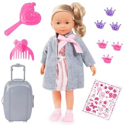 Bayer Design Bambola interattiva con il suo Charlene, parla francese, corpo morbido, chiude gli occhi, 46 cm, valigia, accessori Bayer Design Bambola interattiva con il suo Charlene, parla francese, corpo morbido, chiude gli occhi, 46 cm, valigia, accessori