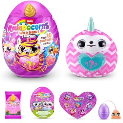Rainbocorns Wild Heart Surprise (Sloth) by ZURU – Giocattolo di peluche collezionabile con sorprese, uovo misterioso per ragazze e ragazzi dai 3 anni in su Rainbocorns Wild Heart Surprise (Sloth) by ZURU – Giocattolo di peluche collezionabile con sorprese, uovo misterioso per ragazze e ragazzi dai 3 anni in su