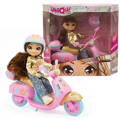 Giochi Preziosi UNIQUE EYES Fun Ride Sophia look da viaggio, con scooter casco e bauletto personalizzabili con gli stickers inclusi nel bauletto, per bambine a partire dai 3 anni Giochi Preziosi UNIQUE EYES Fun Ride Sophia look da viaggio, con scooter casco e bauletto personalizzabili con gli stickers inclusi nel bauletto, per bambine a partire dai 3 anni