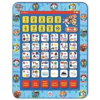 Lexibook La Pat' Patrol Tavoletta educativa bilingue, giocattolo per imparare le lettere numeri vocabolario e musica, lingue francese/inglese, blu, Lexibook La Pat' Patrol Tavoletta educativa bilingue, giocattolo per imparare le lettere numeri vocabolario e musica, lingue francese/inglese, blu,