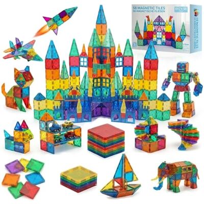 SURFOU Costruzioni Magnetiche 58 Pezzi, Blocchi da Costruzione Giocattoli Educativi STEM Montessori per Bambini 3-7 Anni, Giochi Educativi Creativi, Regalo Perfetto Ragazzi e Ragazze SURFOU Costruzioni Magnetiche 58 Pezzi, Blocchi da Costruzione Giocattoli Educativi STEM Montessori per Bambini 3-7 Anni, Giochi Educativi Creativi, Regalo Perfetto Ragazzi e Ragazze