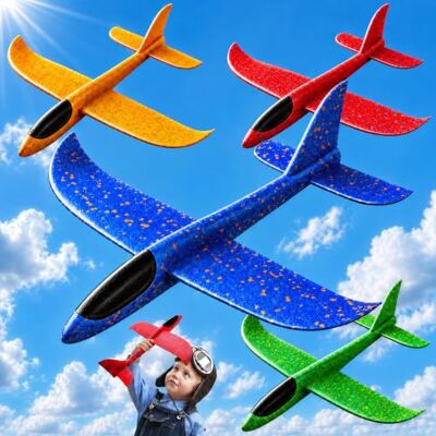 PATRICHOR Aereo Polistirolo Bambini, 4 Pezzi Aereo Giocattolo Giochi Bambino 3 4 5 6 7 8 Anni Regalo, Aliante Aeroplano Schiuma Regalo Natale, Giocattolo Grande Giochi Giardino Esterno PATRICHOR Aereo Polistirolo Bambini, 4 Pezzi Aereo Giocattolo Giochi Bambino 3 4 5 6 7 8 Anni Regalo, Aliante Aeroplano Schiuma Regalo Natale, Giocattolo Grande Giochi Giardino Esterno