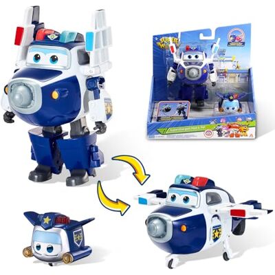 Super Wings Giocattolo trasformabile Paul & super pet Paul, action figure 2 in 1, giocattolo robot-aereo da 12,7 cm, giocattolo trasformabile per bambini e bambine dai 3 anni in su, blu Super Wings Giocattolo trasformabile Paul & super pet Paul, action figure 2 in 1, giocattolo robot-aereo da 12,7 cm, giocattolo trasformabile per bambini e bambine dai 3 anni in su, blu