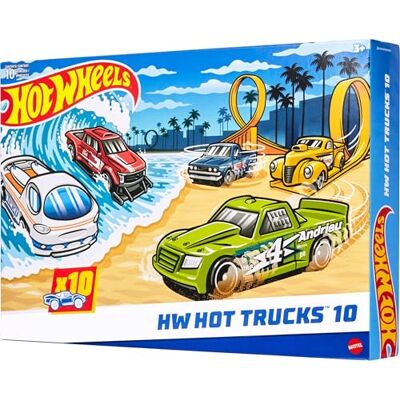 Hot Wheels Set da 10 truck acrobatici, utilitari, da corsa e altri pick-up, veicoli die-cast in scala 1:64, modelli moderni e retrò da collezione, giocattolo per bambini, 3+ anni, Hot Wheels Set da 10 truck acrobatici, utilitari, da corsa e altri pick-up, veicoli die-cast in scala 1:64, modelli moderni e retrò da collezione, giocattolo per bambini, 3+ anni,