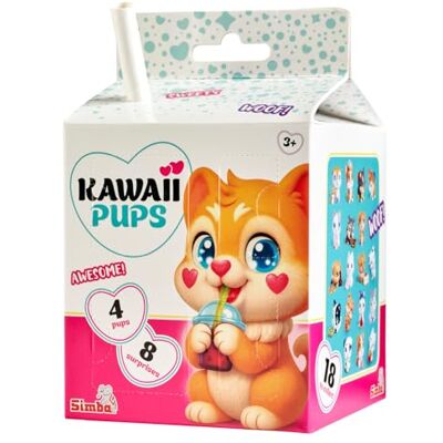 Simba Kawaii Pups, personaggio da collezione in originale confezione, 4 soggetti assortiti da 4,5 cm con mini alimenti e carte collezionabili, selezione casuale, dai 3 anni in su, Simba Kawaii Pups, personaggio da collezione in originale confezione, 4 soggetti assortiti da 4,5 cm con mini alimenti e carte collezionabili, selezione casuale, dai 3 anni in su,