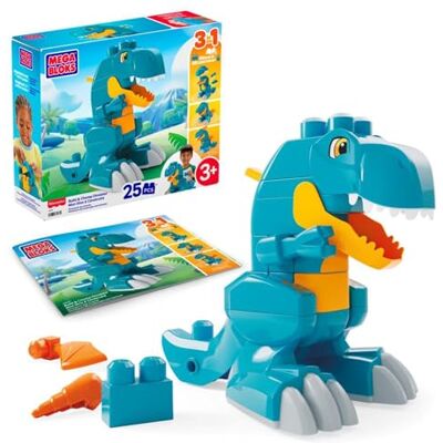 Mega Bloks Dinosauro Costruisci e Divora, T-Rex da Costruire con 25 Blocchi di Grandi Dimensioni e Ruote funzionanti, Si trasforma Anche in Drago o in pterodattilo, 3+ Anni, Mega Bloks Dinosauro Costruisci e Divora, T-Rex da Costruire con 25 Blocchi di Grandi Dimensioni e Ruote funzionanti, Si trasforma Anche in Drago o in pterodattilo, 3+ Anni,