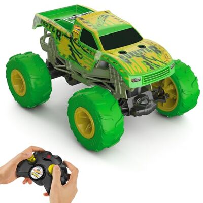 Hot Wheels Camion radiocomandato Gunkster Monster Trucks in scala 1:15, che si illumina al buio, con pneumatici Terrain Action con capacità fuoristrada, HTP15 Hot Wheels Camion radiocomandato Gunkster Monster Trucks in scala 1:15, che si illumina al buio, con pneumatici Terrain Action con capacità fuoristrada, HTP15