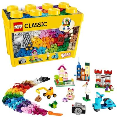 Lego Classic Scatola Mattoncini Creativi Grande, Set per Costruire Macchina Fotografica, Vespa e Ruspa Giocattolo, Giochi per Bambini e Bambine da 4 Anni, Contenitore Idee Creative, Idea Regalo Lego Classic Scatola Mattoncini Creativi Grande, Set per Costruire Macchina Fotografica, Vespa e Ruspa Giocattolo, Giochi per Bambini e Bambine da 4 Anni, Contenitore Idee Creative, Idea Regalo