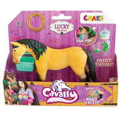 CRAZE CAVALLY Cavallo giocattolo modello Lucky, cavallo giocattolo con accessori ed effetti speciali, razza Mustang CRAZE CAVALLY Cavallo giocattolo modello Lucky, cavallo giocattolo con accessori ed effetti speciali, razza Mustang