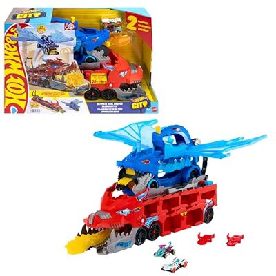 Hot Wheels Drago Trasportatore, Veicolo trasformabile di Grandi Dimensioni con Drago Rimovibile e 2 macchinine Incluse, Contiene Fino a 20 Veicoli, Giocattolo per Bambini, 4+ Anni, Hot Wheels Drago Trasportatore, Veicolo trasformabile di Grandi Dimensioni con Drago Rimovibile e 2 macchinine Incluse, Contiene Fino a 20 Veicoli, Giocattolo per Bambini, 4+ Anni,