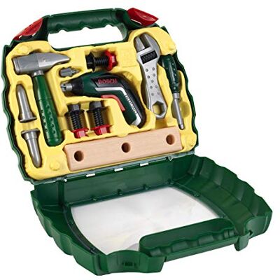 Theo Klein Valigetta Ixolino Bosch con martello, chiave inglese e altro, Avvitatore Ixolino alimentato a batterie, Dimensioni 26.6 cm x 32 cm x 8.8 cm, Giocattolo per bambini a partire dai 3 anni Theo Klein Valigetta Ixolino Bosch con martello, chiave inglese e altro, Avvitatore Ixolino alimentato a batterie, Dimensioni 26.6 cm x 32 cm x 8.8 cm, Giocattolo per bambini a partire dai 3 anni