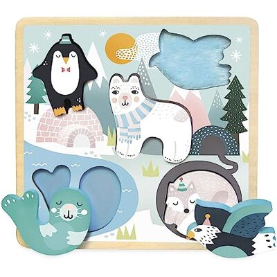 Vilac Touch and Feel Puzzle, Islanda tema, Include 5 pezzi di puzzle animali e 1 tavola puzzle, design di qualità, 18 mesi + Vilac Touch and Feel Puzzle, Islanda tema, Include 5 pezzi di puzzle animali e 1 tavola puzzle, design di qualità, 18 mesi +