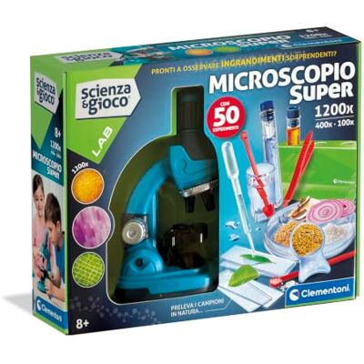 Clementoni Scienza e Gioco Lab Microscopio Super, Kit Scientifico Bambini 8+ Anni, Laboratorio con Lenti di Ingrandimento Professionali 100x, 400x e 1200x, Lingua Italiana, Clementoni Scienza e Gioco Lab Microscopio Super, Kit Scientifico Bambini 8+ Anni, Laboratorio con Lenti di Ingrandimento Professionali 100x, 400x e 1200x, Lingua Italiana,
